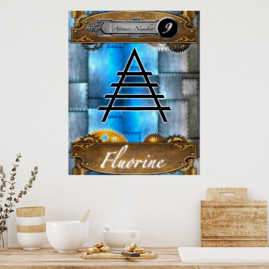 Periodic Element Fluorine Atomic Number #9 Poster (Keuken)