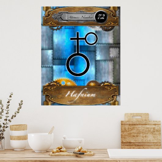 Periodic Element Hafnium Atomic Number #72 Poster (Keuken)