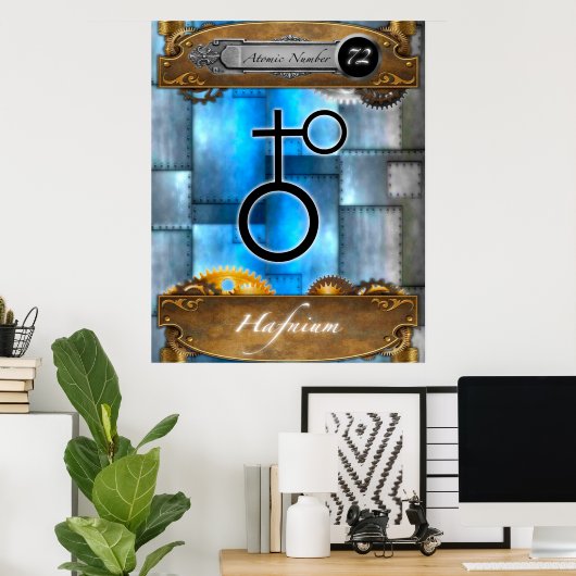 Periodic Element Hafnium Atomic Number #72 Poster (Thuiskantoor)