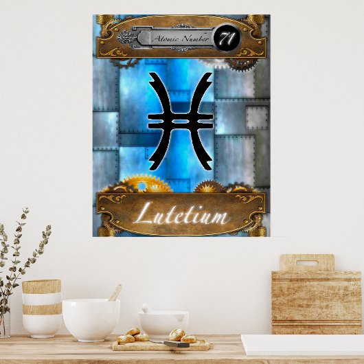 Periodic Element Lutetium Atomic Number #71 Poster (Keuken)