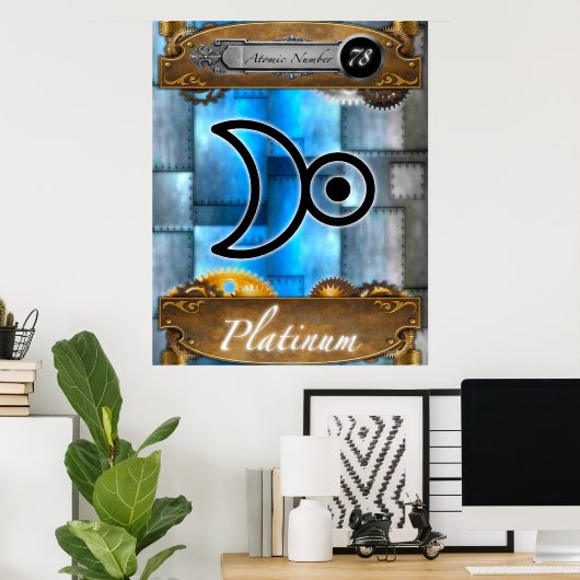 Periodic Element Platinum Atomic Number #78 Poster (Thuiskantoor)