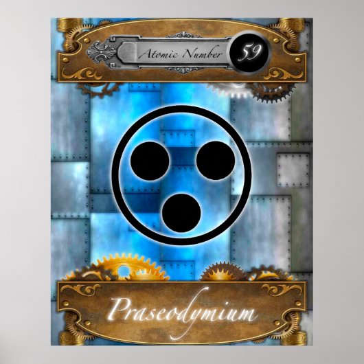 Periodic Element Praseodymium Atomic #59 Poster (Voorkant)