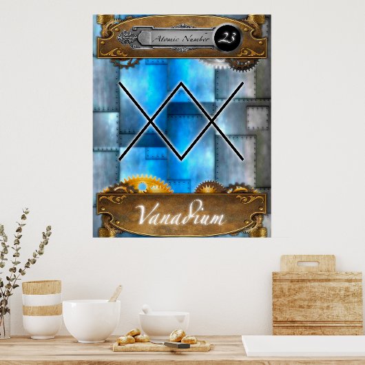 Periodic Element Vanadium Atomic Number #23 Poster (Keuken)
