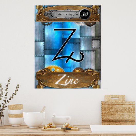 Periodic Element Zinc Atomic Number #30 Poster (Keuken)