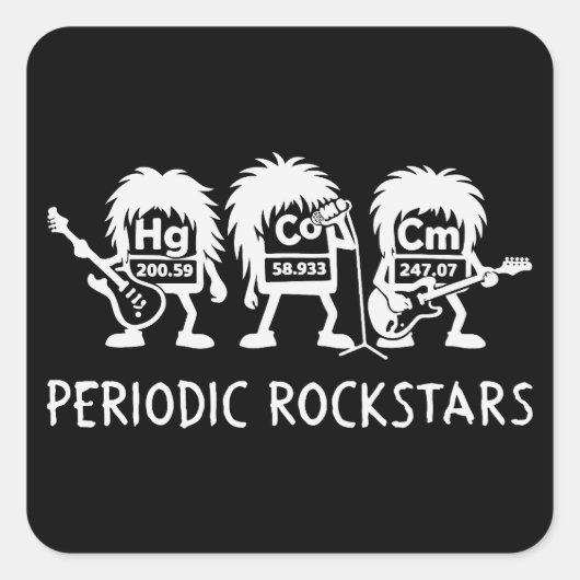Periodic Rockstars Chemistry Humor Vierkante Sticker (Voorkant)