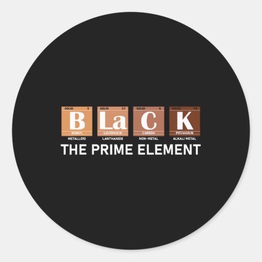 Periodic Table Black Het Prime Element Ronde Sticker (Voorkant)