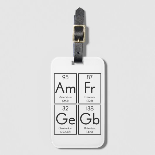 Periodic Table British Element Funny Bagagelabel (Voorkant (verticaal))