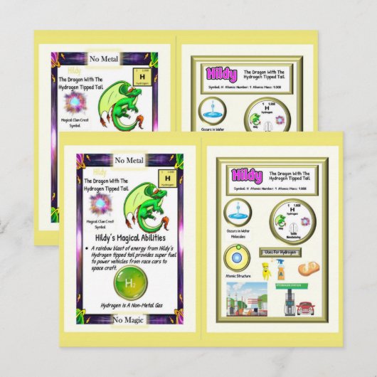 Periodic Table Dragon - Waterstof Kaart (Voorkant / Achterkant)