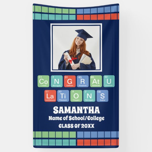 Periodic Table Elements 2025 Afstuderen Foto Spandoek (Verticaal)