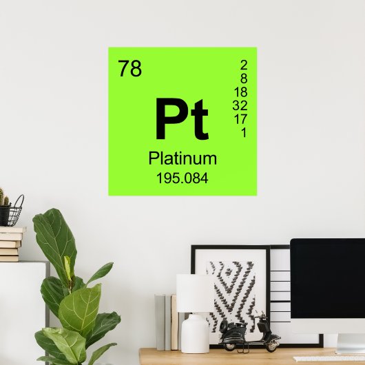 Periodic Table of Elements (Platinum) Poster (Thuiskantoor)