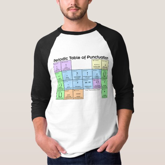 Periodic Table of Punctuation Baseball Shirt (Voorkant)