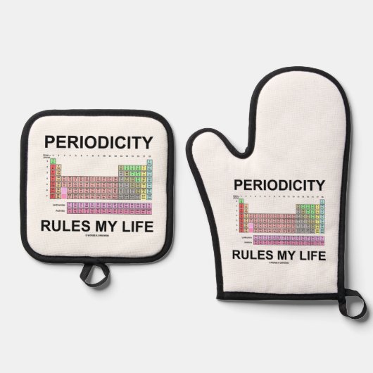 Periodiciteitsregels Mijn leven Periodiek Tabel El Ovenwant & Pannenlap Set (Voorkant)