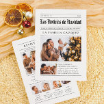 Periódico Navideño | Resumen del Año con 7 Fotos Feestdagenkaart<br><div class="desc">¡Últimas noticias! Convierta su tarjeta navideña en un recuerdo encantador con este diseño de periódico. En la parte frontal, destacan su ciudad y el año en la parte superior, seguido por el título "Las Noticias de Navidad" en una clásica tipografía de letra gótica. El titular anuncia "Últimas Noticias: ¡Aumenta la...</div>