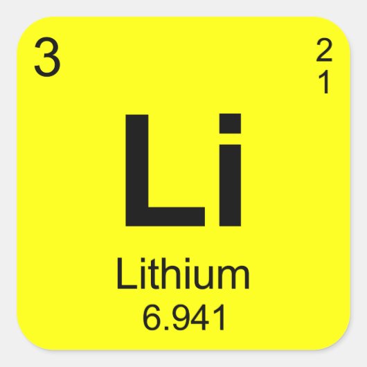 Periodiek overzicht van elementen (Lithium) Vierkante Sticker (Voorkant)