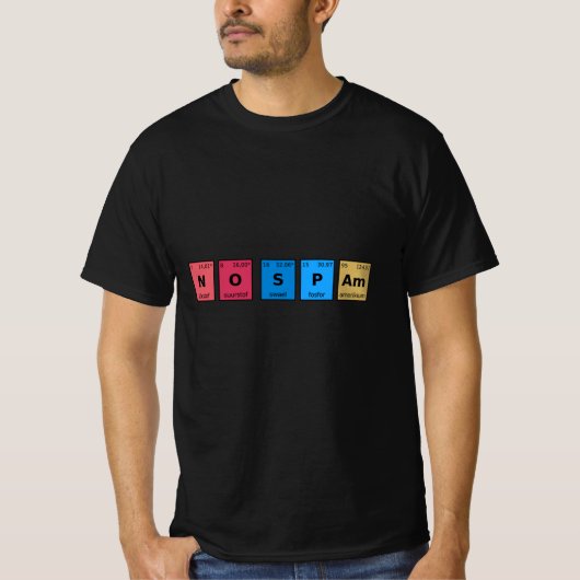 Periodiek systeem zonder spam t-shirt (Voorkant)