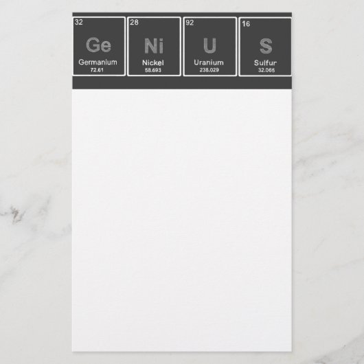 Periodiek Tabel GeNiUS briefpapier (Voorkant)