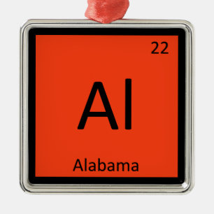 Periodiek Tabelsymbool Al-Alabama State Chemistry Metalen Ornament