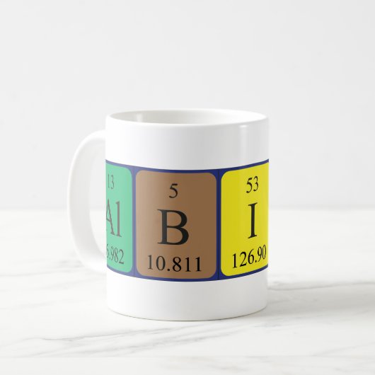 Periodieke albion-tabelnaam mok (Voorkant links)