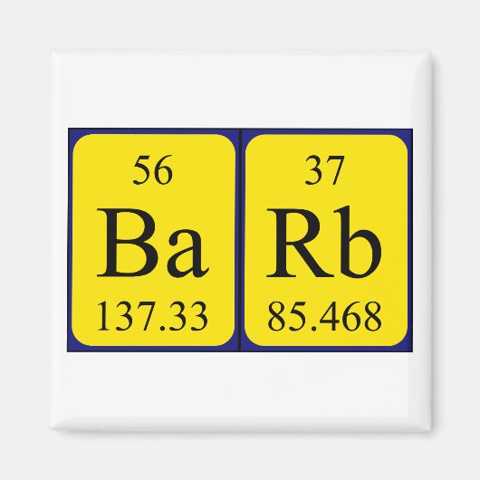 Periodieke Barb naam magneet (Voorkant)