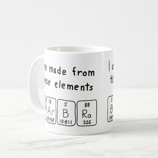 Periodieke Barbra naam mok (Voorkant links)