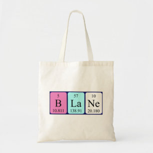 Periodieke Blane naam canvas tas