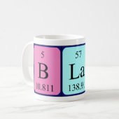 Periodieke Blane naam mok (Voorkant links)