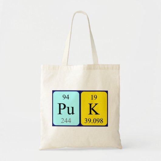 Periodieke canvas tas van de Puk-naam (Voorkant)