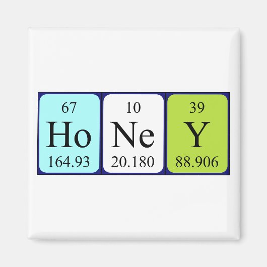 Periodieke honing-naam magnet (Voorkant)