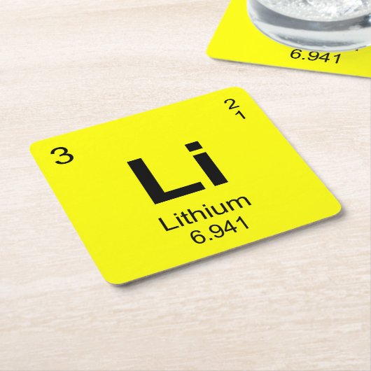 Periodieke Lijst van Elementen (Lithium) Kartonnen Onderzetters (Schuin)