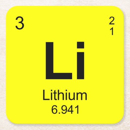 Periodieke Lijst van Elementen (Lithium) Kartonnen Onderzetters (Voorkant)