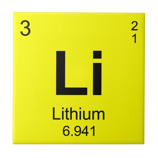 Periodieke Lijst van Elementen (Lithium) Tegeltje (Voorkant)