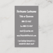 Periodieke Lijst van Elementen: Terug naar Schoolc Visitekaartje (Achterkant)