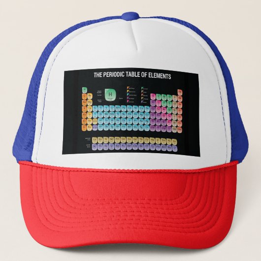 Periodieke lijst van elementen werpen kussen trucker pet (Voorkant)