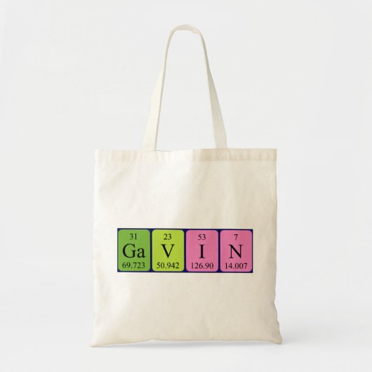 Periodieke naam van Gavin canvas tas (Voorkant)