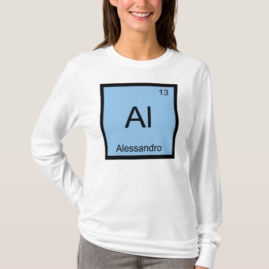 Periodieke Tabel Alessandro Name Chemistry Element T-shirt (Voorkant)