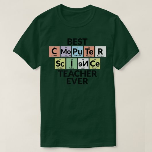 Periodieke Tabel - Beste leraar computerwetenschap T-shirt (Design voorkant)