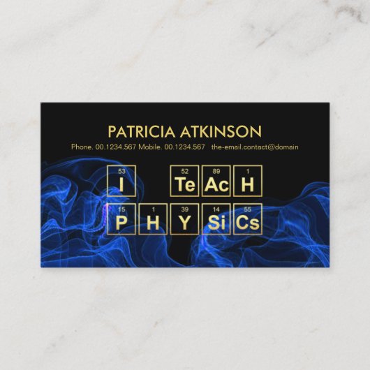 Periodieke tabel Blauwe golf "I Teach Physics" Visitekaartje (Voorkant)