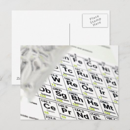 Periodieke tabel. briefkaart (Voorkant / Achterkant)