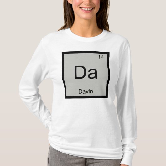 Periodieke tabel Davin Name Chemistry Element T-shirt (Voorkant)