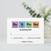 Periodieke tabel van de elementen bruiloft RSVP kaartje (Staand voorkant)