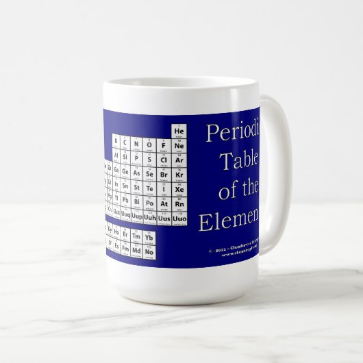 Periodieke tabel van de Mok Elementen - Blauw (Voorkant rechts)