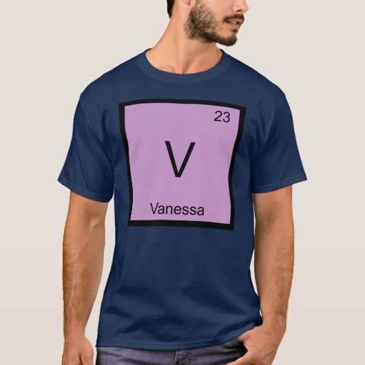 Periodieke Tabel Vanessa Name Chemistry Element T-shirt (Voorkant)