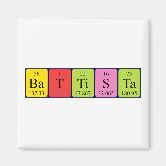 Periodieke tabelnaam magneet Battista (Voorkant)