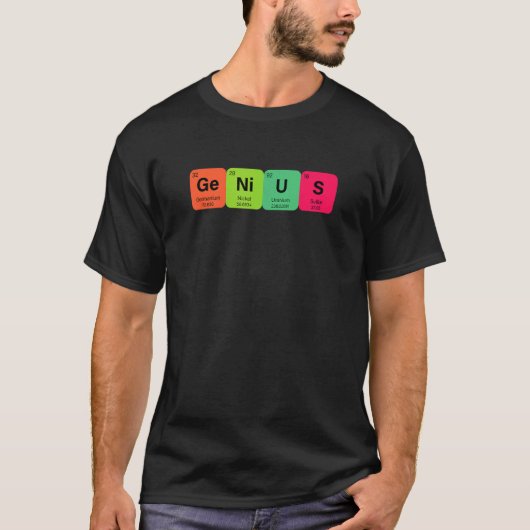 Periodieke Table Genius Elements Science Chemie T-shirt (Voorkant)