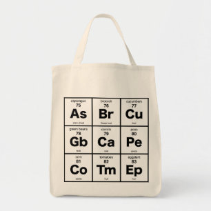 Periodieke vegetarische tabel tote bag