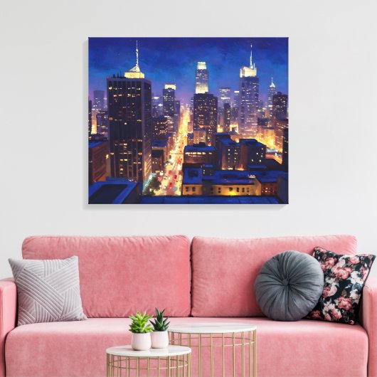 Peripheral Metropolis View Canvas Afdruk (Insitu (Woonkamer))