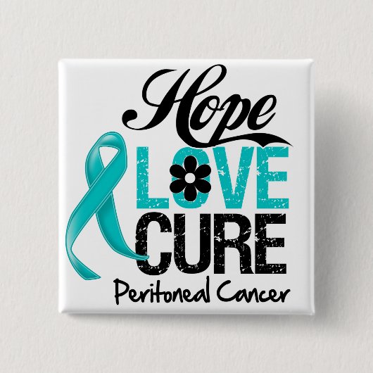 Peritoneale kanker Hope Love Cure Vierkante Button 5,1 Cm (Voorkant)