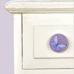 Periwinkel Blauwe Vlinder Flutter Lavendel Keramische Knop