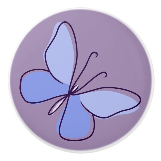 Periwinkel Blauwe Vlinder Flutter Lavendel Keramische Knop (Voorkant)