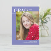 Periwinkle 2025 Afstudeerder 1-foto Graduation Par Kaart (Staand voorkant)